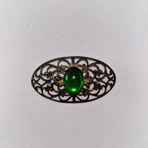 Vintage Metal Silver Tone Oval Buckle Shape Brooch